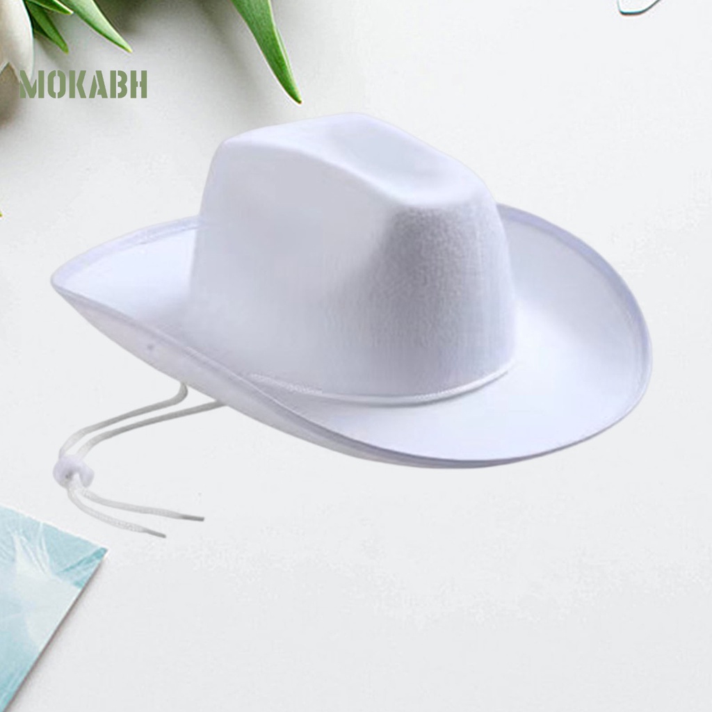 [Mok Abh] Mũ Vành Rộng Màu Trơn Chống Gió Điều Chỉnh Được Thời Trang Phương Tây Cowgirl Jazz