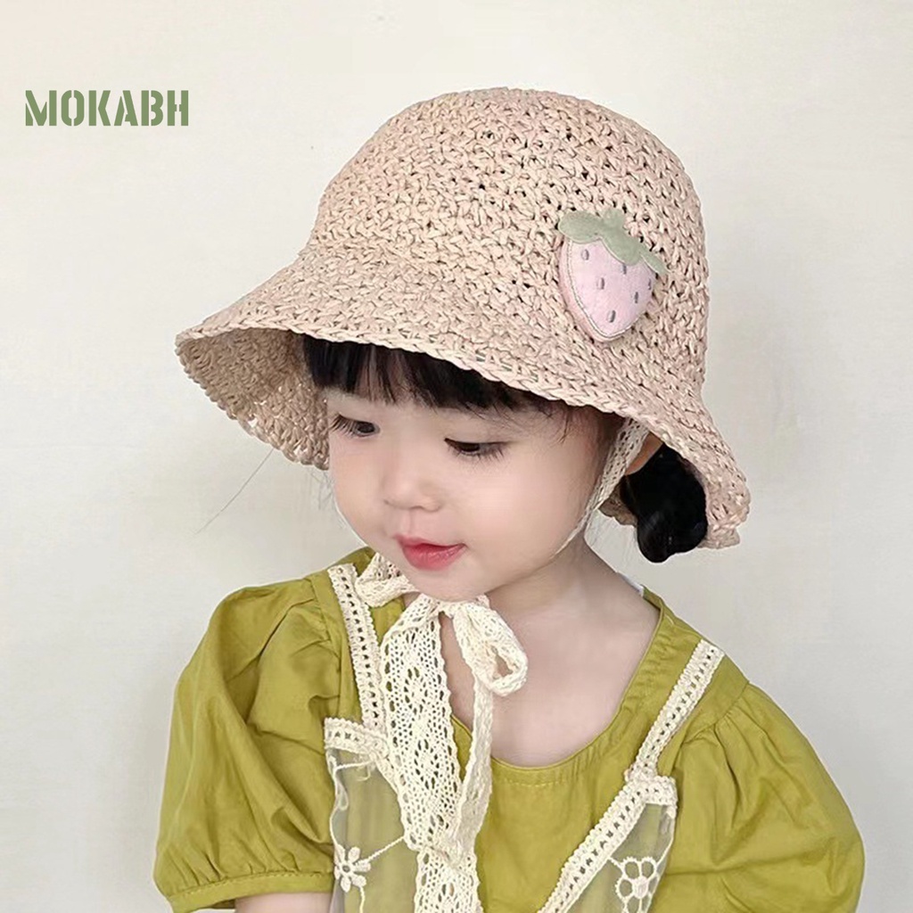 Nón Rộng Vành Mềm Mại Chống Nắng Họa Tiết Dâu Tây Dễ Thương Thời Trang Mùa Hè Cho Bé Gái