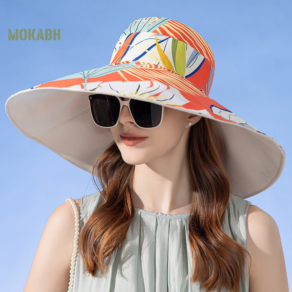 Nón Vành Tròn Hai Mặt Chống Tia UV Màu Trơn Thời Trang Mùa Hè Cho Nữ