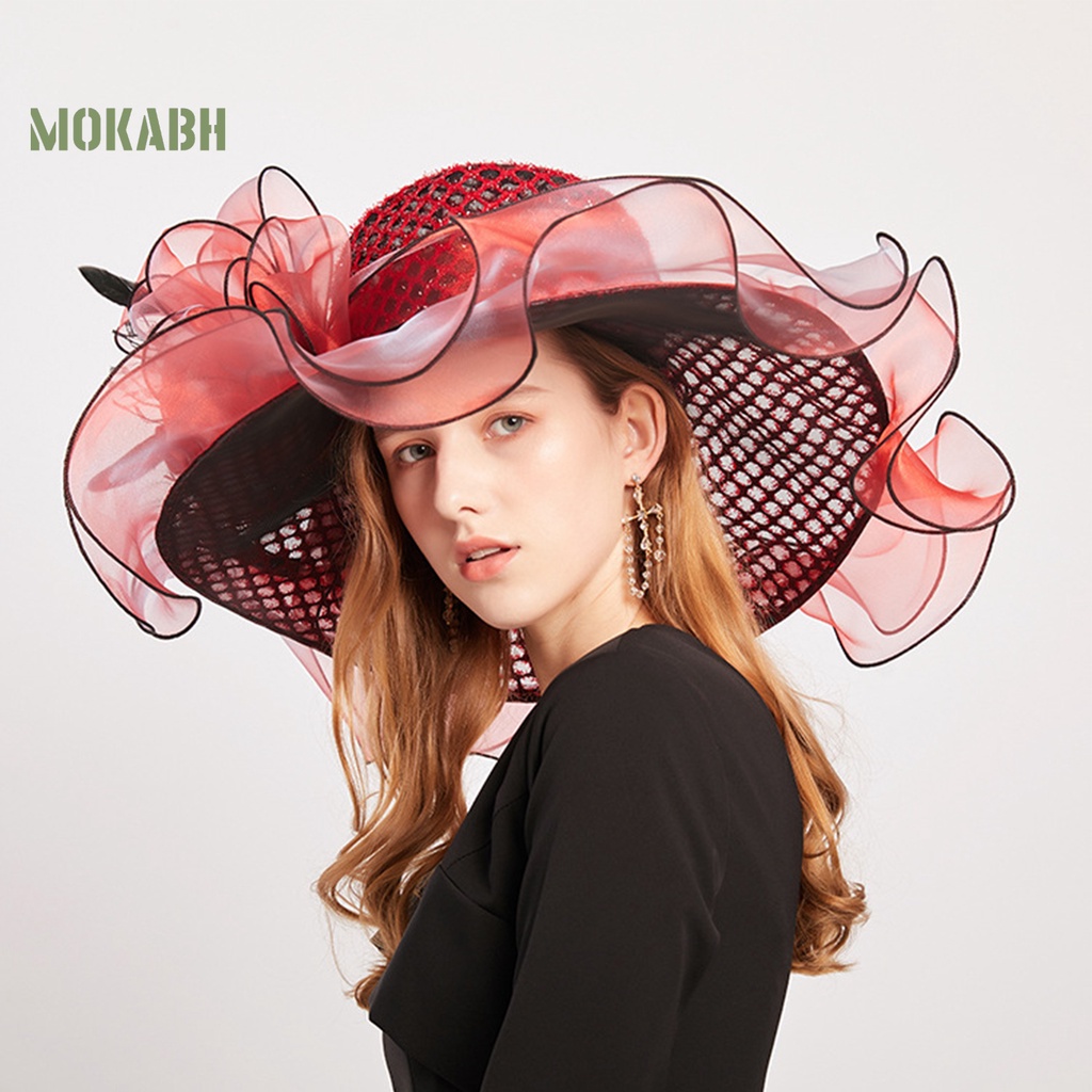 [Mok Abh] Mũ Lưới Vành Rộng Xuyên Thấu Thời Trung Cổ Dùng Để Biểu Diễn Trên Sân Khấu Cho Nữ