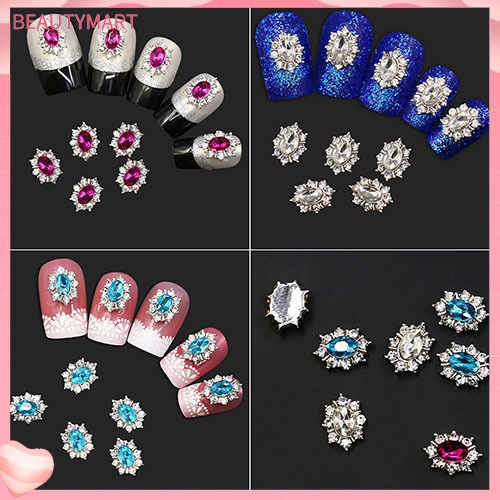 Bộ 10 Miếng Dán Trang Trí Móng Tay Bằng Hợp Kim Đính Đá Thời Trang Dành Cho Nữ