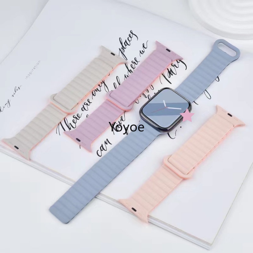 Dây Đeo Đồng Hồ Từ Tính Bằng Silicone 44mm 40mm 41mm 45mm 49mm Cho iWatch Series 8 7 6 SE 5 4 3 42mm 38mm