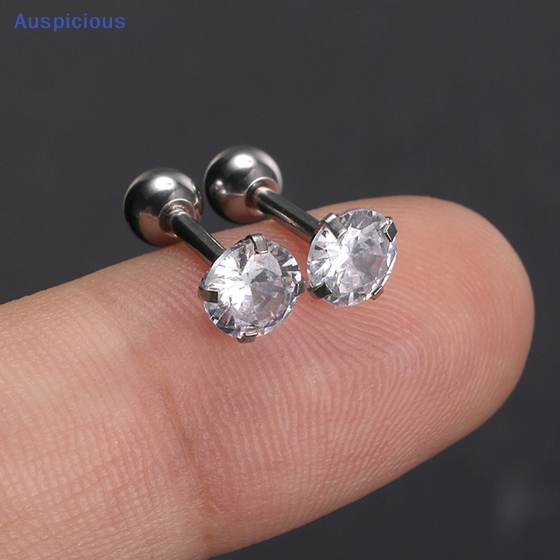 1 Đôi Bông Tai Pha Lê Nhiều Màu 4mm Hình Xoắn Ốc Dành Cho Nữ