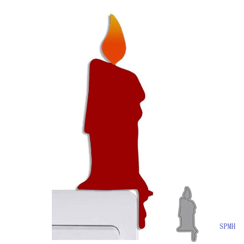 Khuôn Cắt Giấy Làm Từ Kim Loại Hình Cây Nến Trang Trí Scrapbook