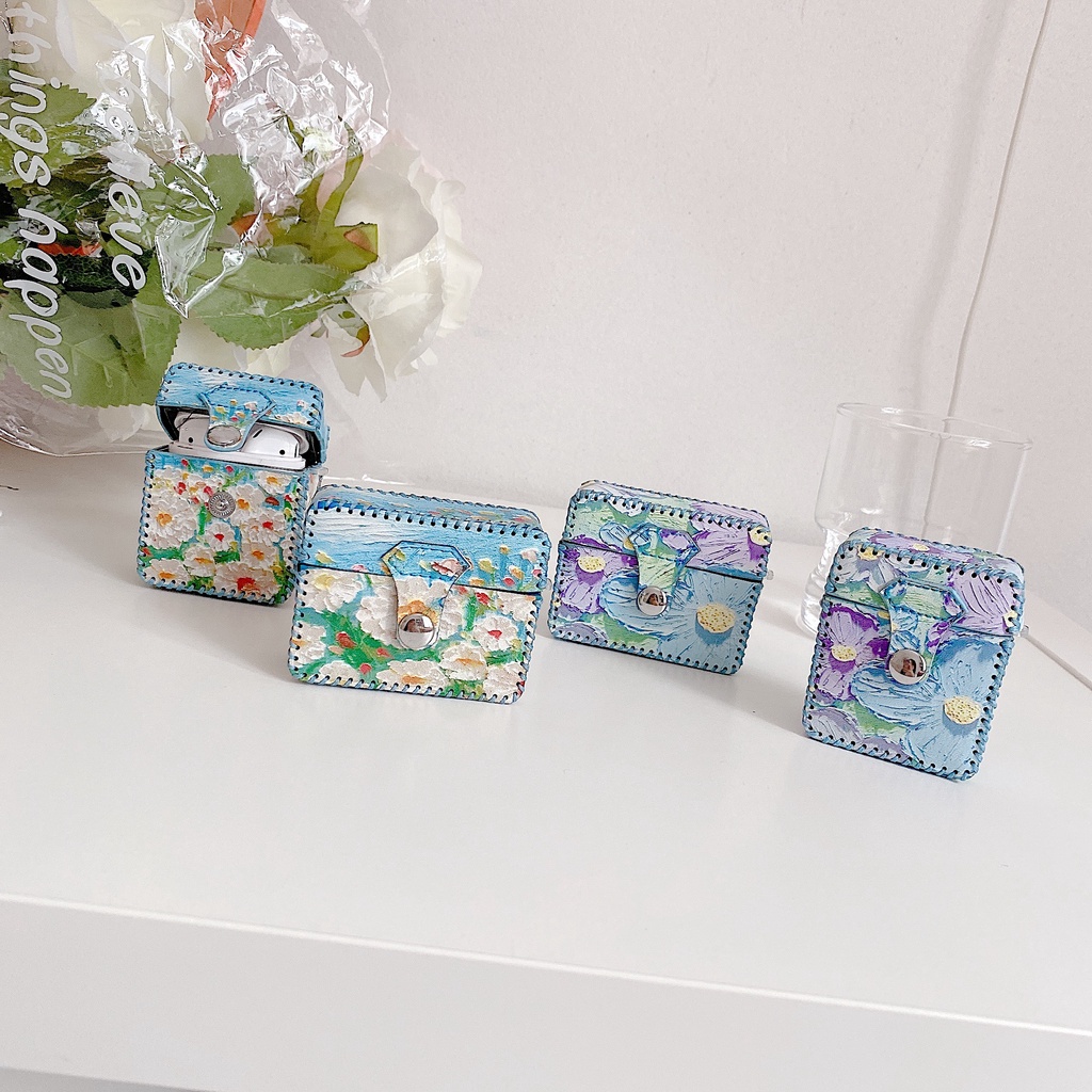 Vỏ Bảo Vệ Hộp Sạc Tai nghe không dây AirPods 1 / 2 / 3 Pro2 2022 Bằng Tpu Mềm Chống Sốc Họa Tiết Tranh Sơn Dầu