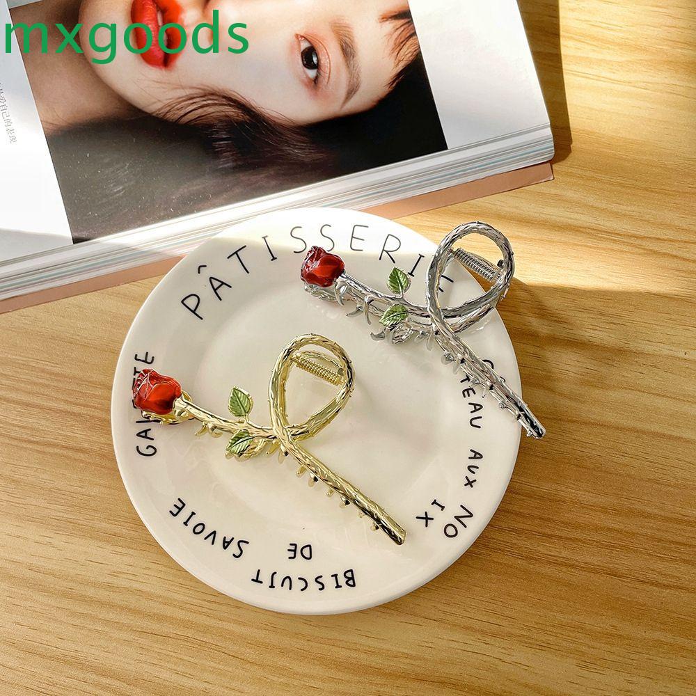 Kẹp Tóc Hình Hoa Hồng Bằng Kim Loại Phong Cách Vintage Thanh Lịch Cho Nữ