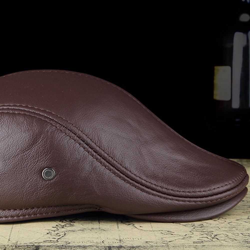 Mũ Beret Da Giả Bảo Vệ Tai Thời Trang Thu Đông Cho Nam