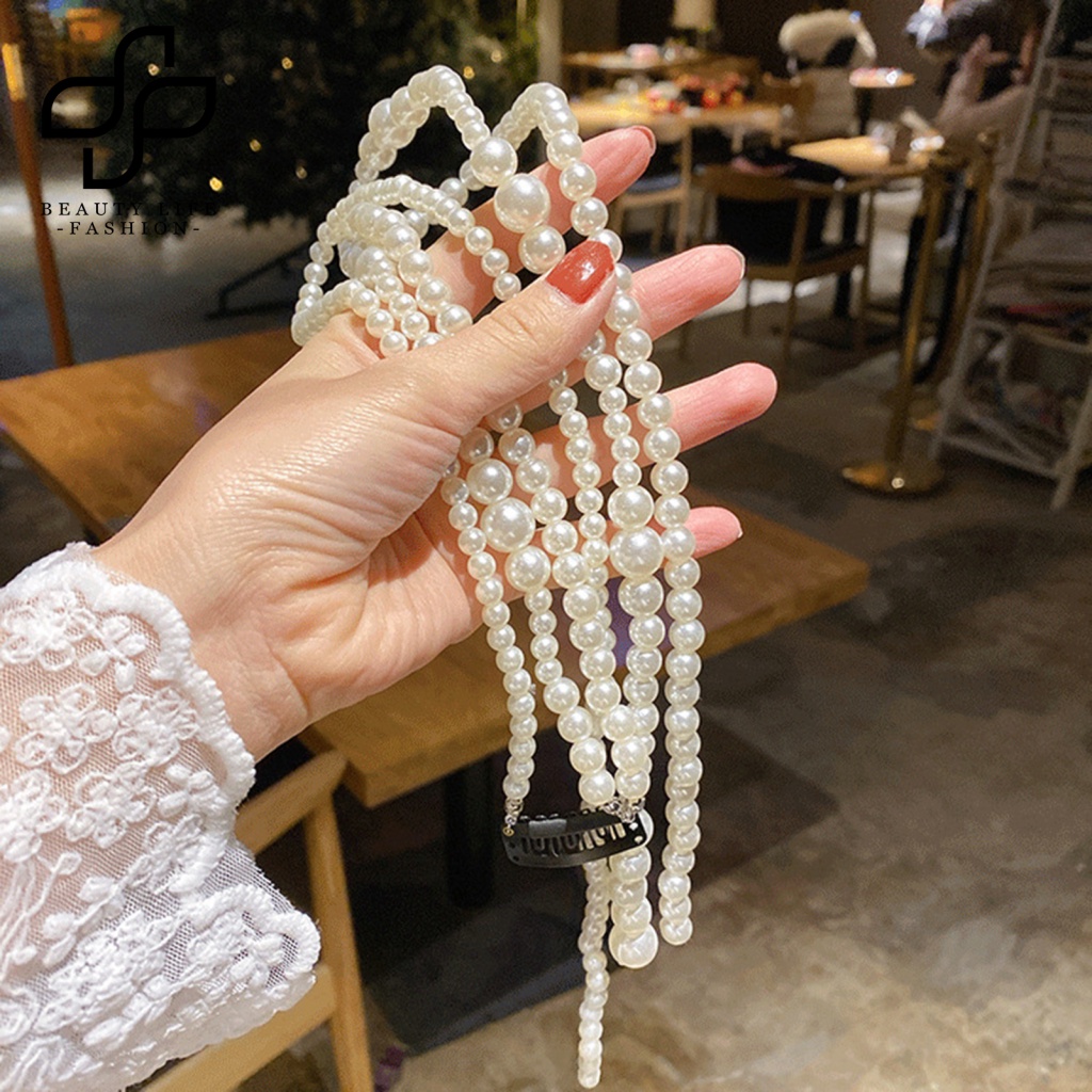 Băng Đô Cài Tóc Đính Ngọc Trai Giả Cho Cô Dâu