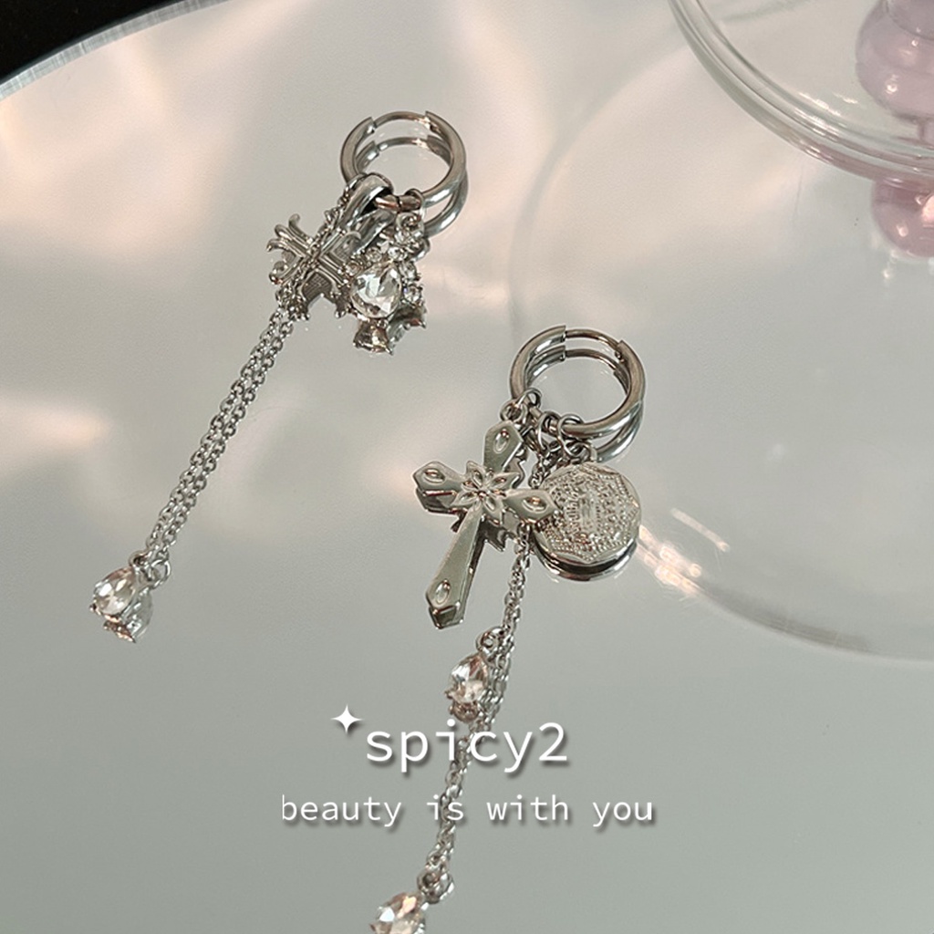 Khuyên Tai Hình Chữ Thập Phong Cách hip hop punk Hàn Quốc Ngọt Ngào Cho Nữ