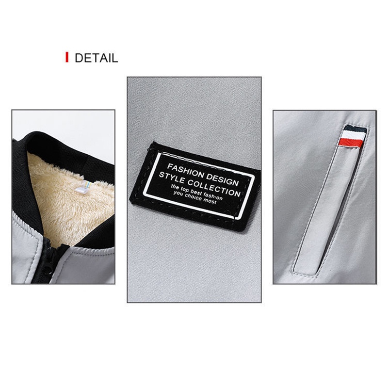 Plus Áo Khoác Bóng Chày Lót Nhung Dày Dặn Cổ Đứng Thời Trang Thu Đông Cho Nam