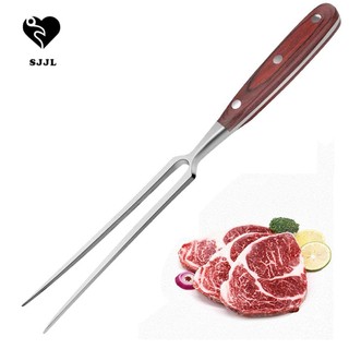 Nĩa nướng thịt bbq bằng thép không gỉ với tay cầm bằng gỗ tiện dụng