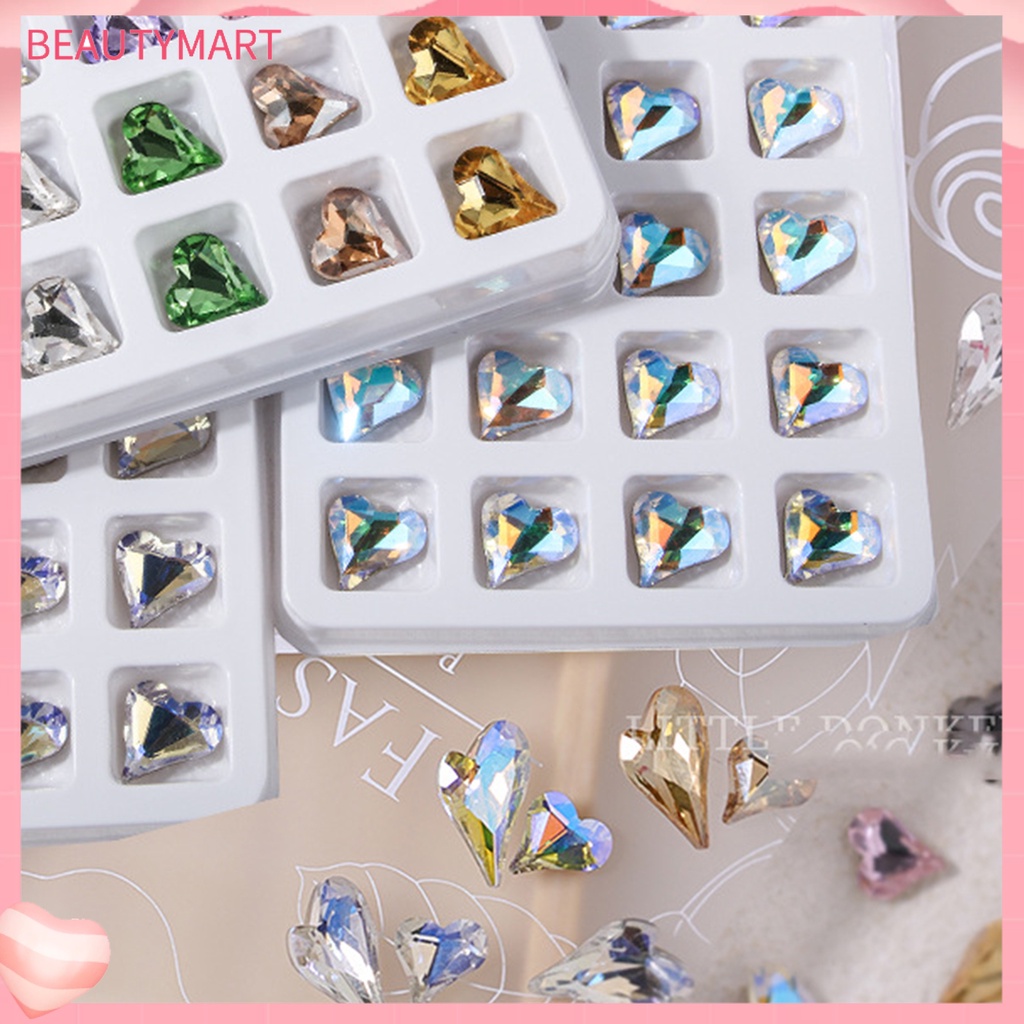 Set 20 Phụ Kiện Trang Trí Móng Tay Nghệ Thuật Hình Trái Tim 3D Không Phai Màu Sắc