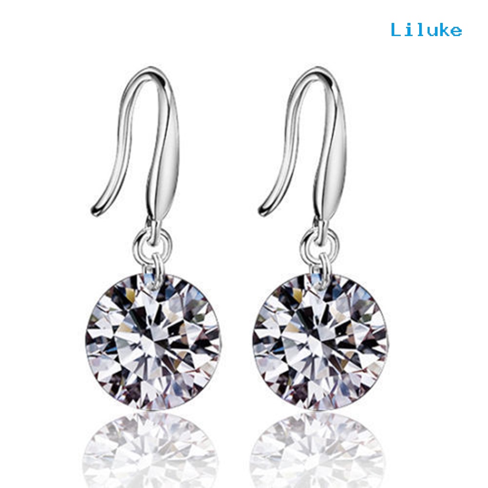 Đôi Khuyên Tai HìNh TròN Mạ BạC ĐíNh Zircon LấP LáNh ThờI Trang Cho Nữ