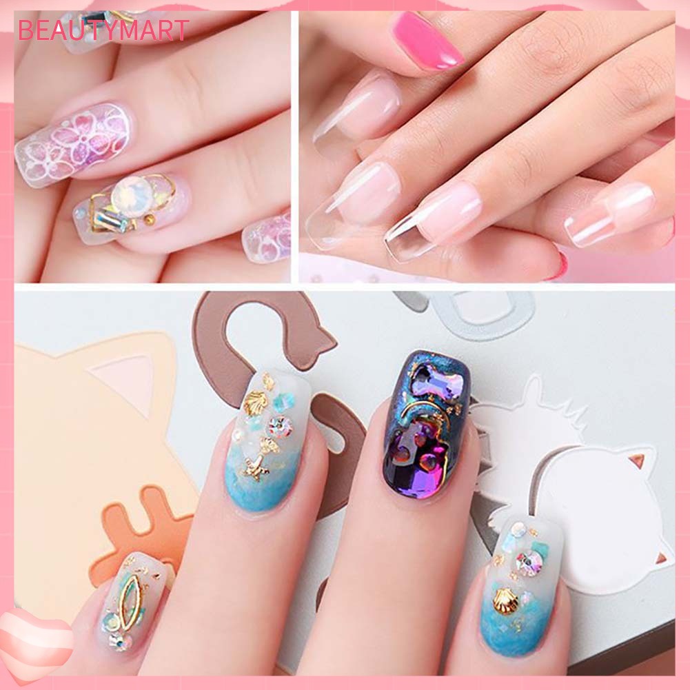 Bộ 100 Móng Tay Giả Bằng Acrylic Trong Suốt Toàn Diện