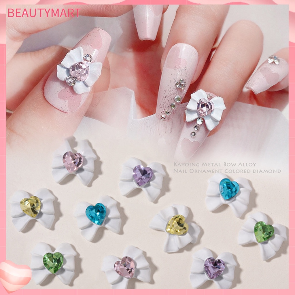 Set 2 Phụ Kiện Trang Trí Móng Tay Hình Nơ Đính Đá Xinh Xắn