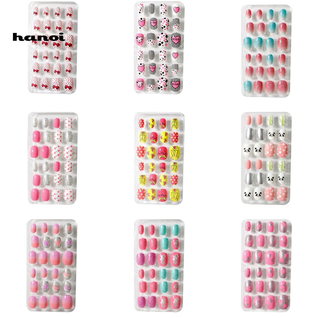 Bộ 24 Miếng Dán Móng Tay Bằng PVC Lâu Trôi Hình Trái Tim Cho Nữ