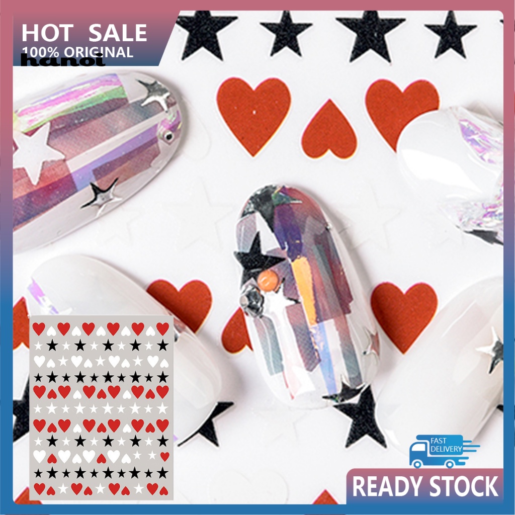 Miếng Dán Trang Trí Móng Tay Tự Dính Lâu Trôi Họa Tiết Trái Tim Xinh Xắn Dành Cho Nữ