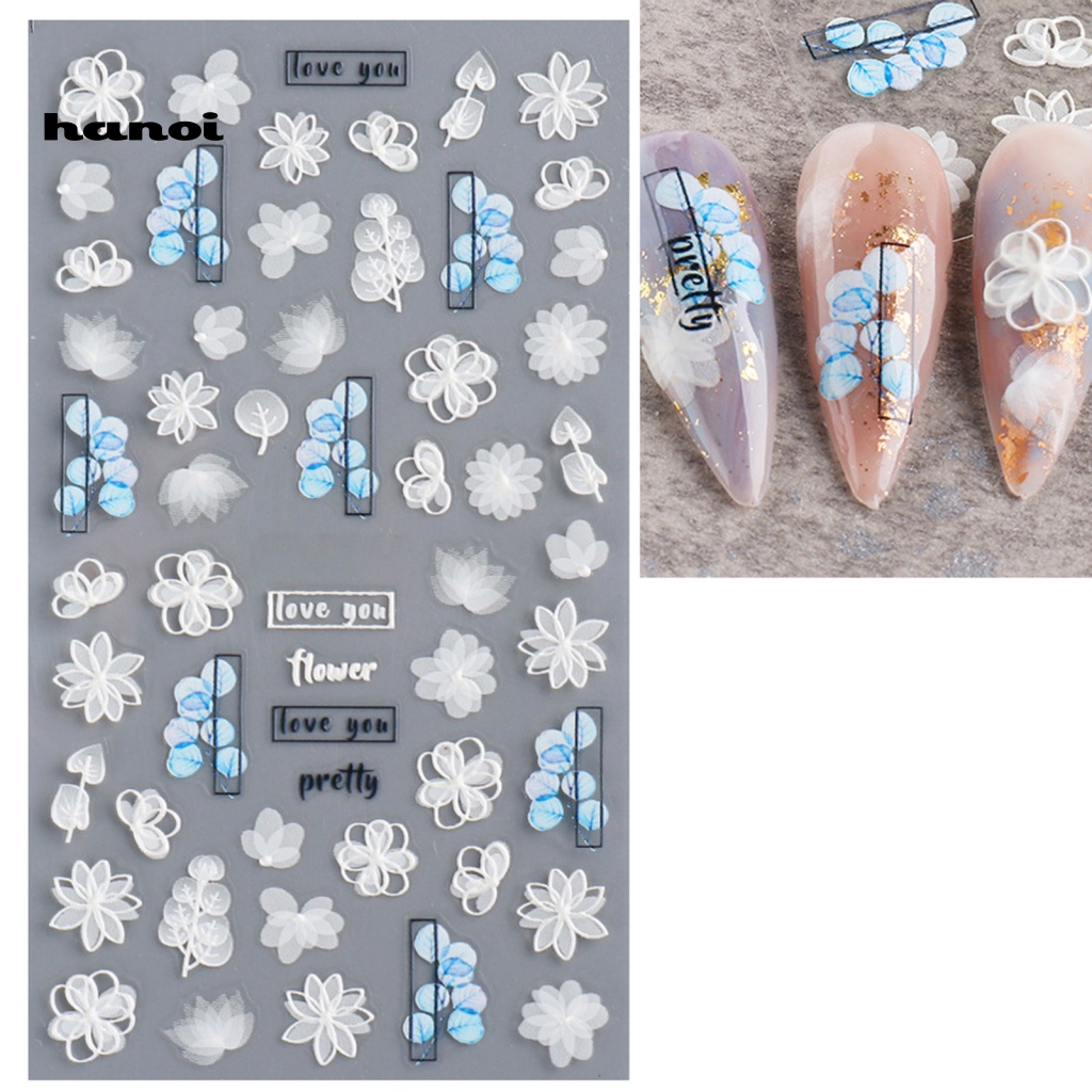 Miếng Dán Trang Trí Móng Tay Tự Nhiên Dập Nổi Họa Tiết Ren Hoa Lưng Siêu Mỏng Dành Cho Nữ