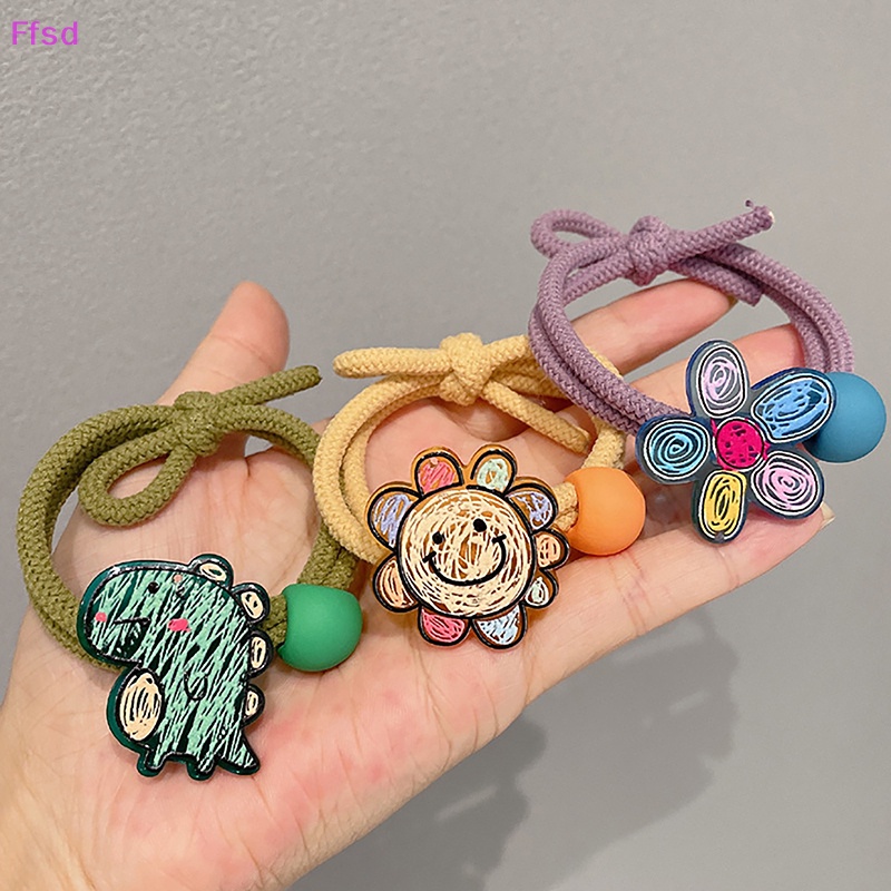 {Ffsd} Dây Cột Tóc Acrylic Màu Kẹo Graffiti Hoạt Hình Dễ Thương Hàn Quốc Cho Bé Gái * Bán Chạy