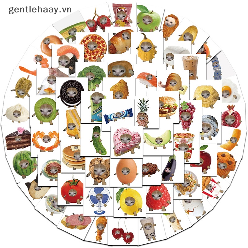 Bộ 69 Miếng Dán Hình Mèo Vui Nhộn Dùng Trang Trí Vali Laptop Ipad Điện Thoại