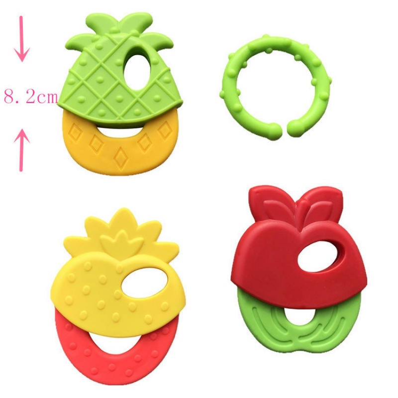 Lục Lạc Đồ Chơi Bằng Cao Su Silicone Mềm Hình Trái Cây Cho Bé Sơ Sinh Mọc Răng