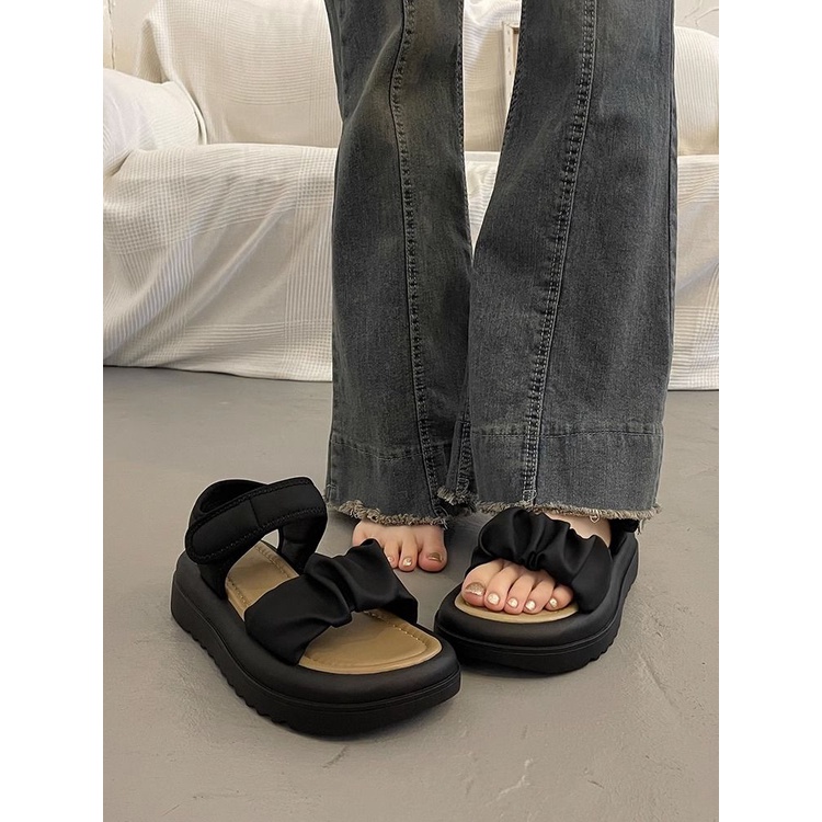 Sandal nữ dép quai hậu đế bằng dày dặn phong cách Hàn Quốc thời trang mùa hè 2023 mới ( Lùi 1 Size )