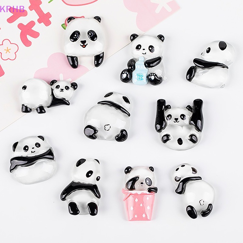 Set 5 Mặt Dây Chuyền Hình Gấu Trúc Bằng Resin DIY Thời Trang Mới