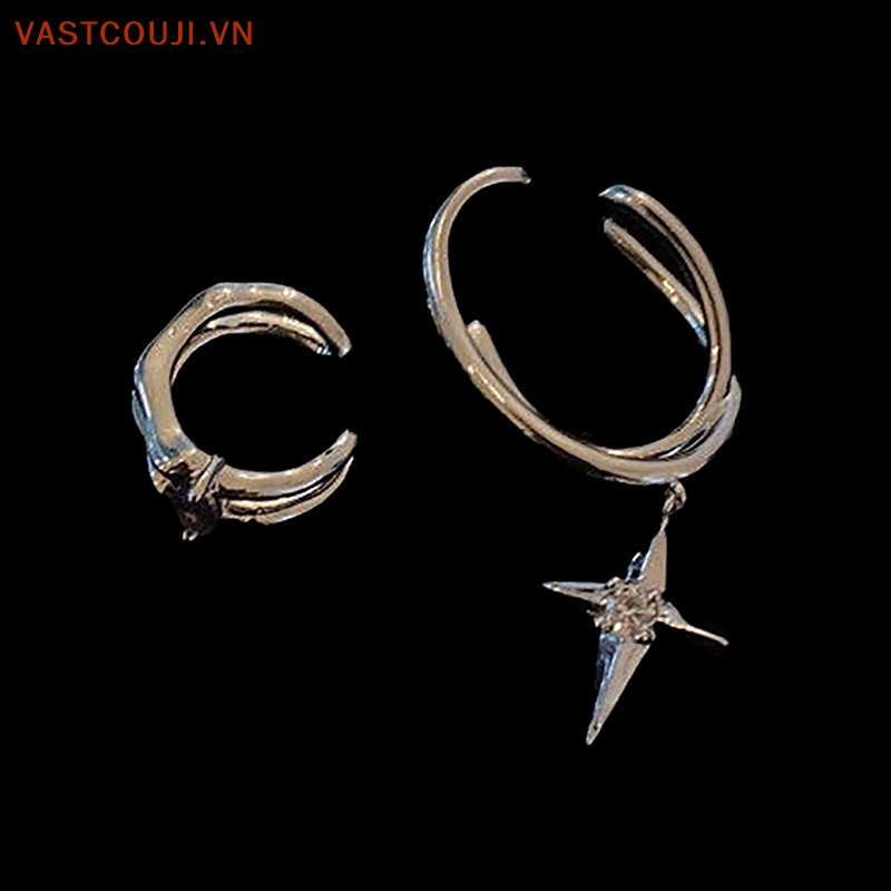 Khuyên Tai Kim Loại Dài Đính Đá Zircon Tím Phong Cách Tối Giản Cho Nam Và Nữ