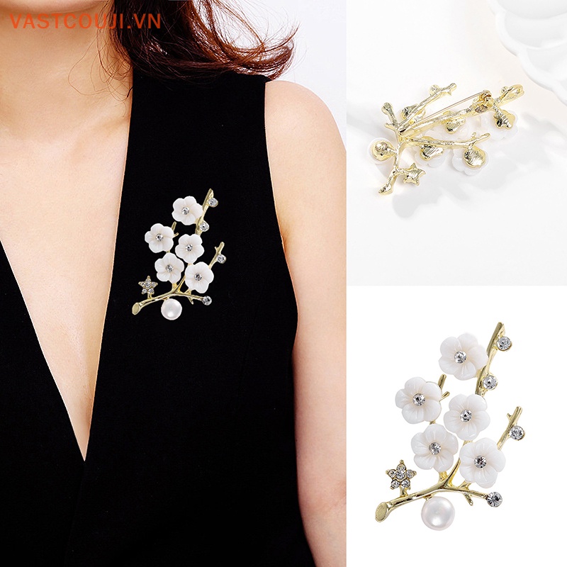 Ghim Cài Áo Hình Hoa Mận Đính Đá Thời Trang Cho Nữ