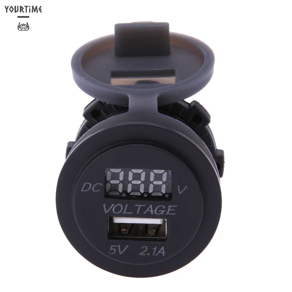 Thiết Bị Sạc Điện Thoại USB 12V Màn Hình LED Hiển Thị Vôn Kế Hai Trong Một Cho Xe Hơi