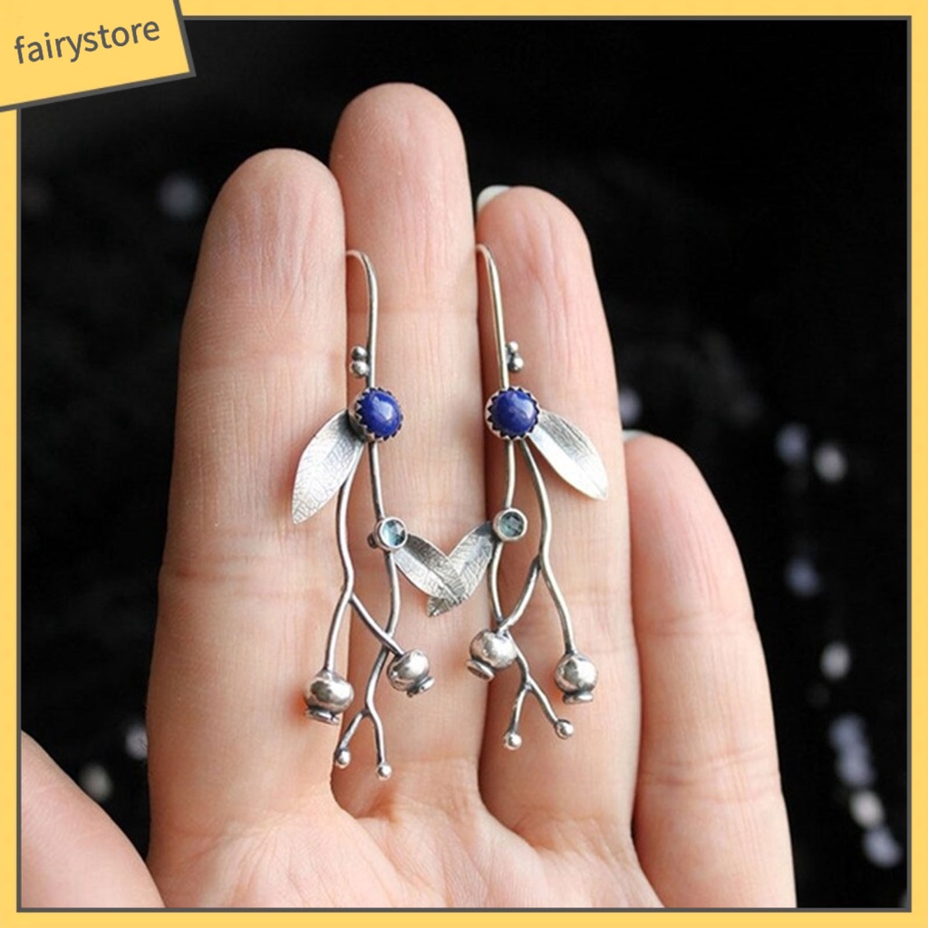 [FRO] Set Vòng cổ + Bông Tai + Nhẫn Hình Nhánh Cây Đính Đá Nhiều Màu Phong