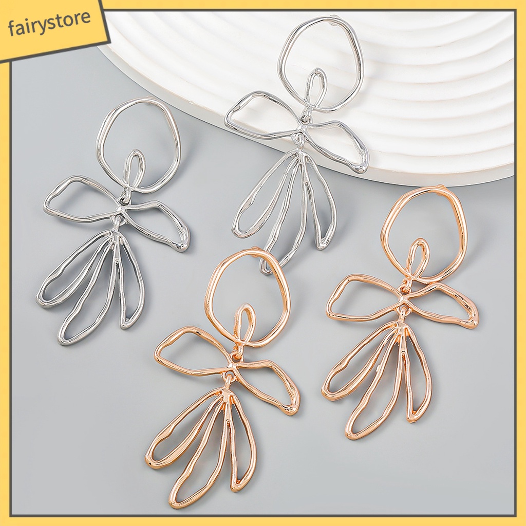 1 Đôi Bông Tai Hình Học Lớn Không Đối Xứng Bằng Hợp Kim Thời Trang Dành Cho Nữ