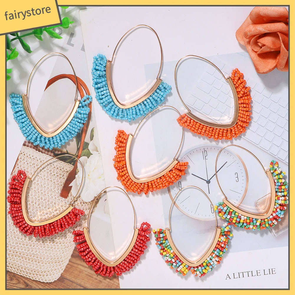 Bông Tai Chuỗi Hạt Tua Rua Phong Cách Bohemian Thời Trang Cho Nữ