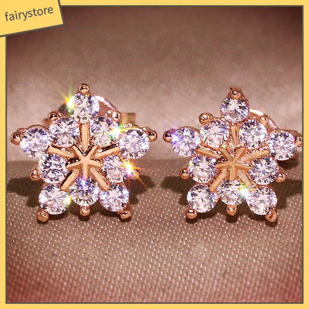 Bông Tai Hình Bông Tuyết Đính Đá Thời Trang Dành Cho Nữ