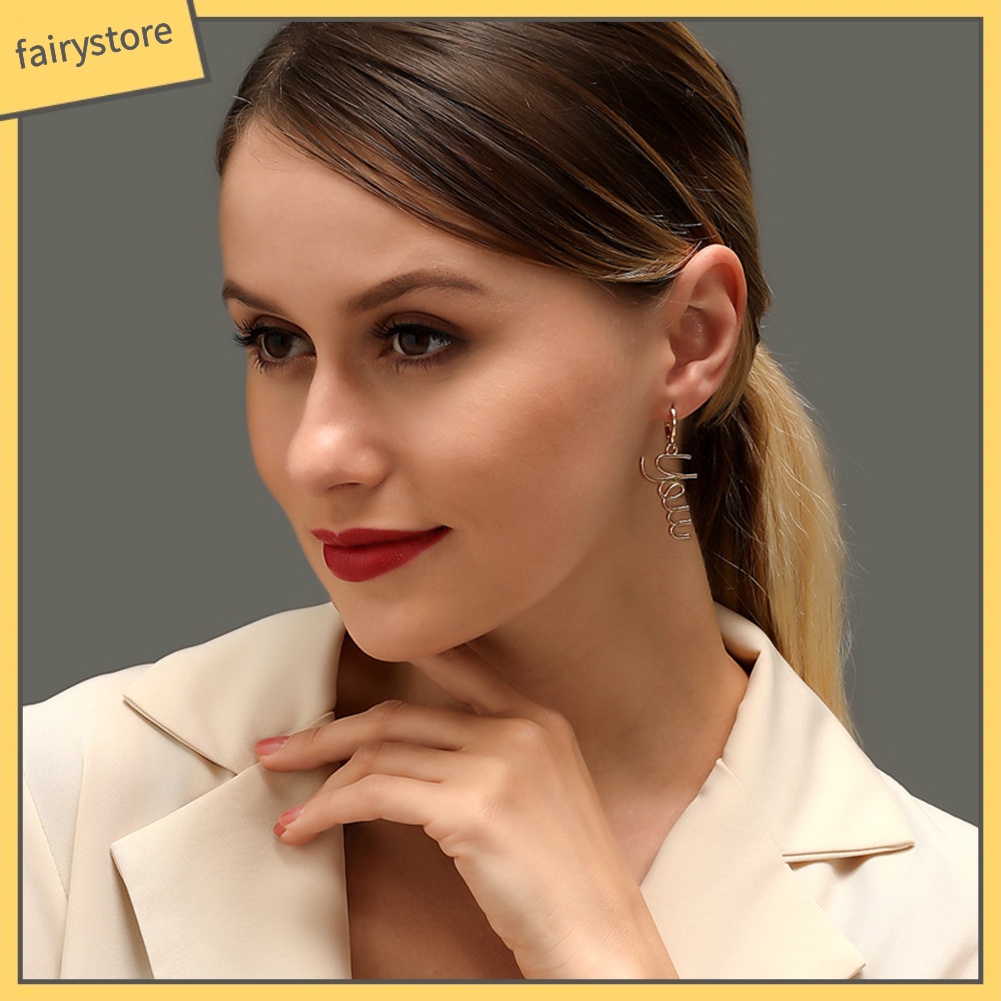 Bông Tai Dáng Dài Hình Thiên Thần Và Chữ Baby Fuck You Thời Trang Cho Nữ