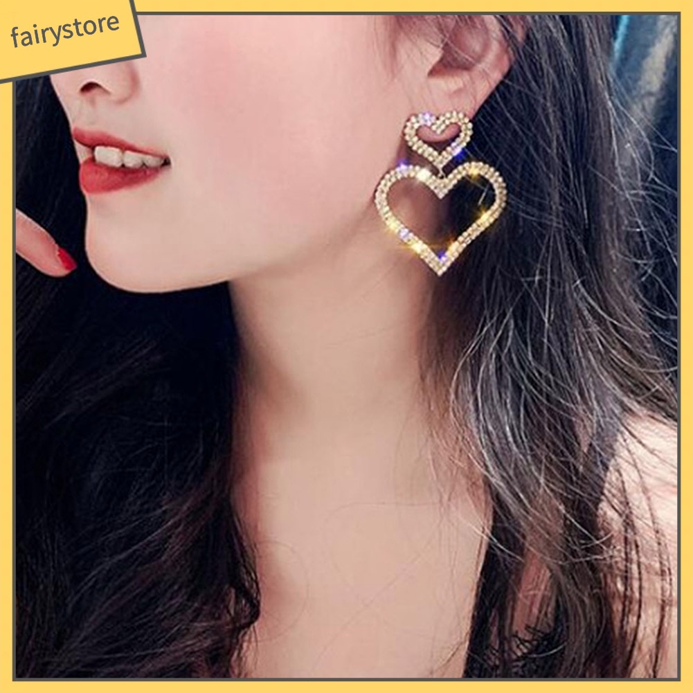 Bông Tai Hình Giọt Nước Đính Đá Trang Nhã Dành Cho Nữ