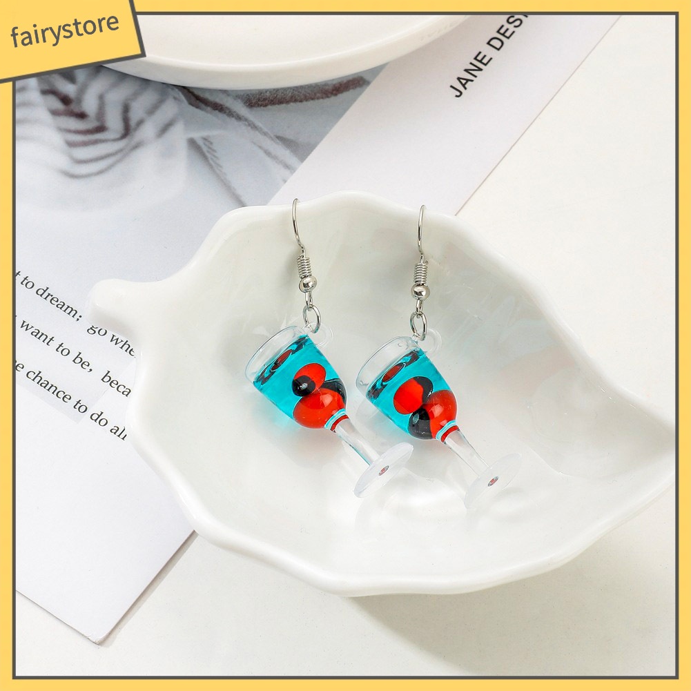 Bông Tai Dạng Móc Hình Ly Rượu Bằng Resin Thời Trang Cho Nữ