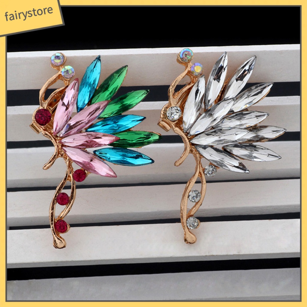 1 Khuyên Kẹp Vành Tai Hình Bướm Đính Pha Lê Giả Nhiều Màu Sắc Lấp Lánh Cho Cô Dâu