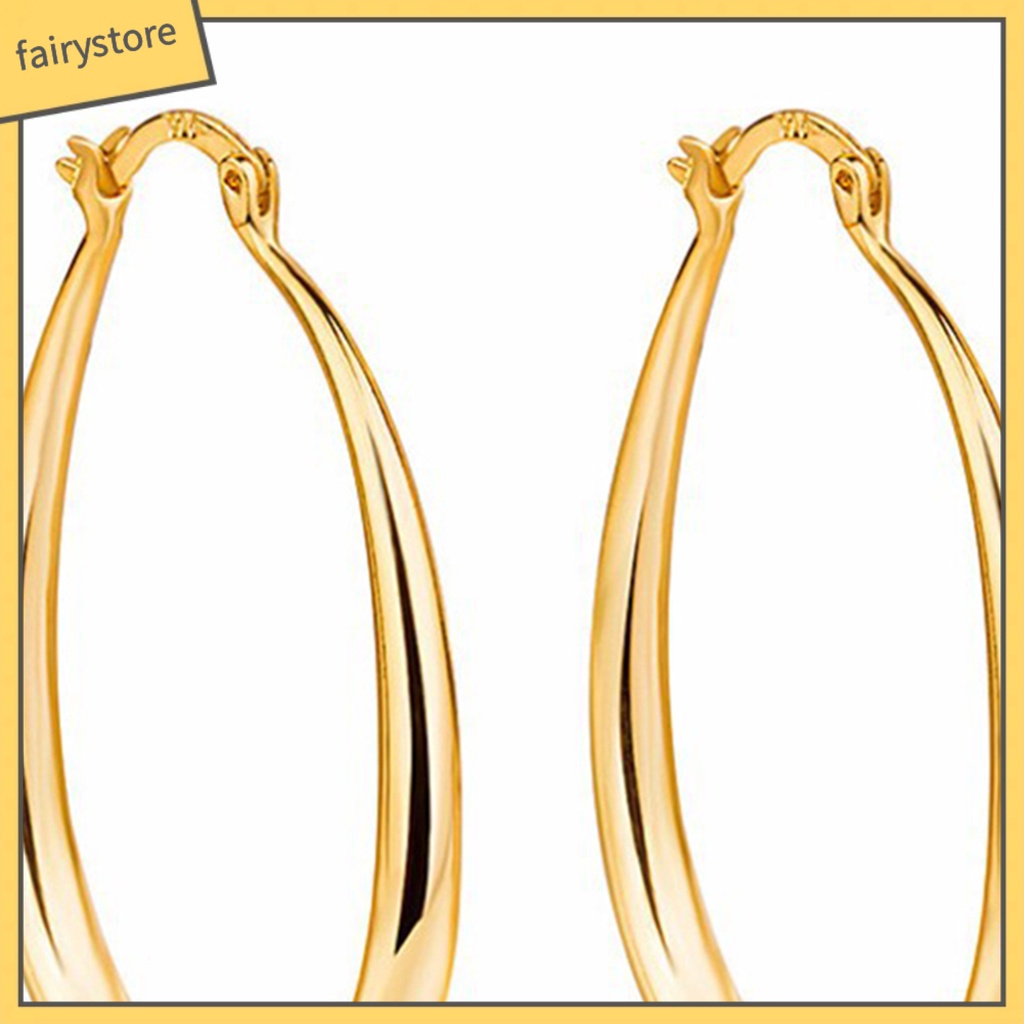 1 Đôi Bông Tai Hợp Kim Hình Oval Đơn Giản Dành Cho Nữ