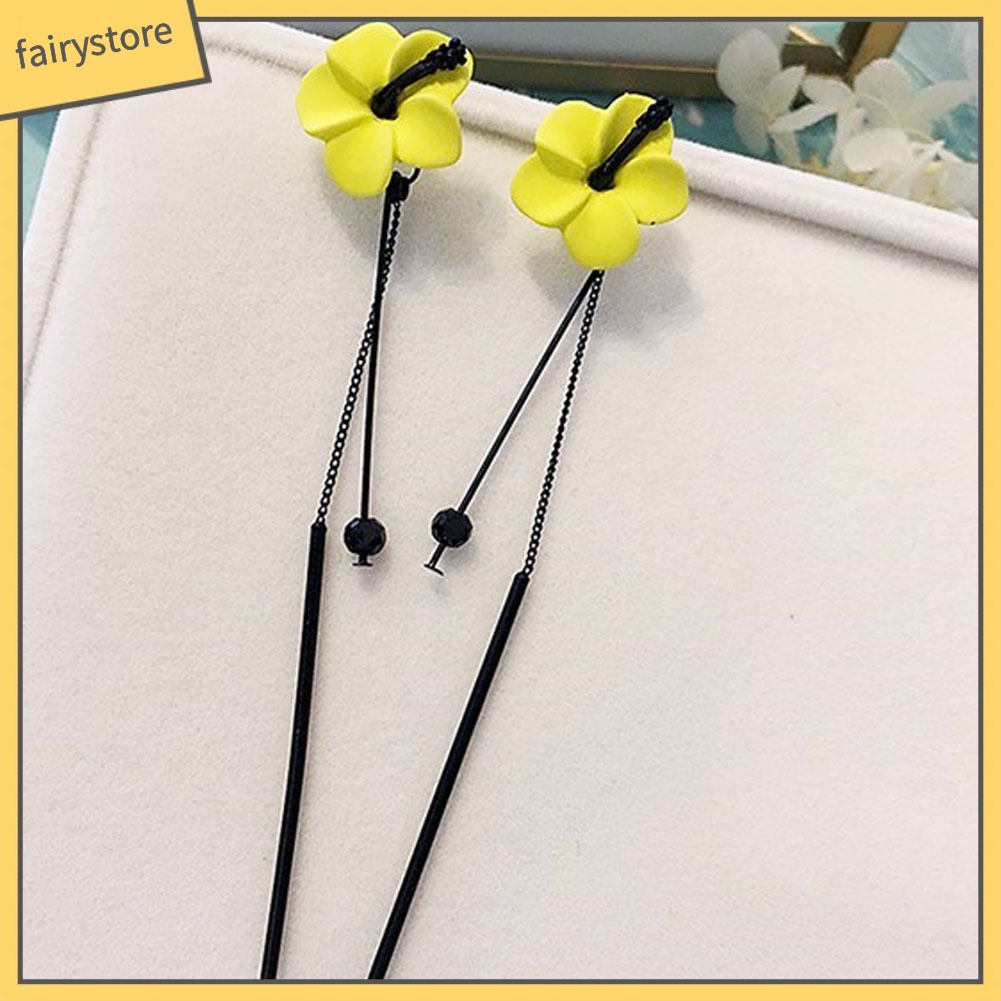 Bông Tai Dài Hình Hoa Tua Rua Thời Trang Dành Cho Nữ