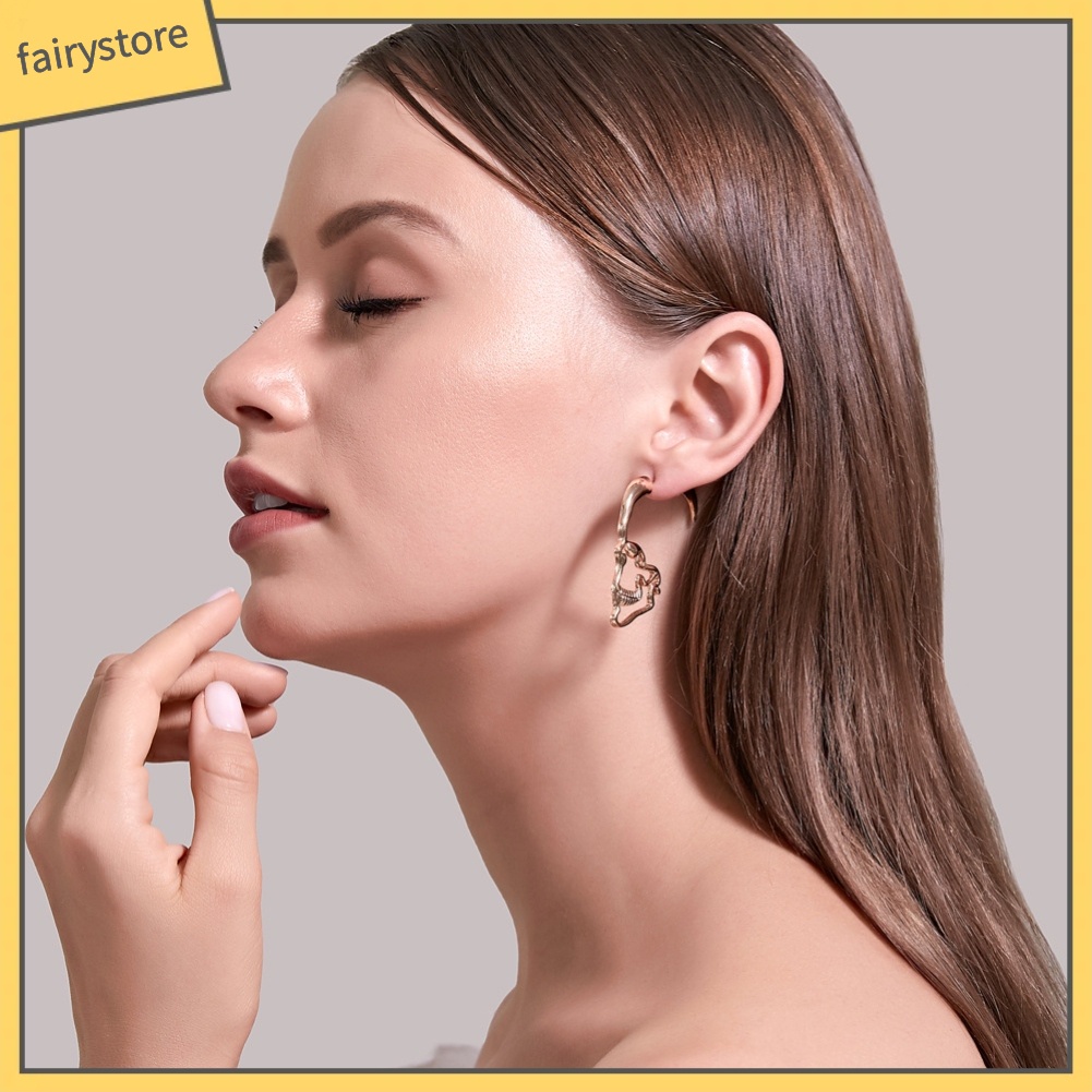 Bông Tai Hình Đầu Lâu Phong Cách Punk Cổ Điển Dành Cho Nữ