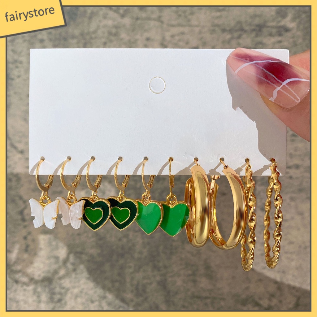 [FRO] Set 5 Đôi Bông Tai Dạng Vòng Hình Học Trang Trí Mắt Bằng Acrylic Tinh Tế Chống Dị Ứng Trang Sức Thời Trang Cho Nữ