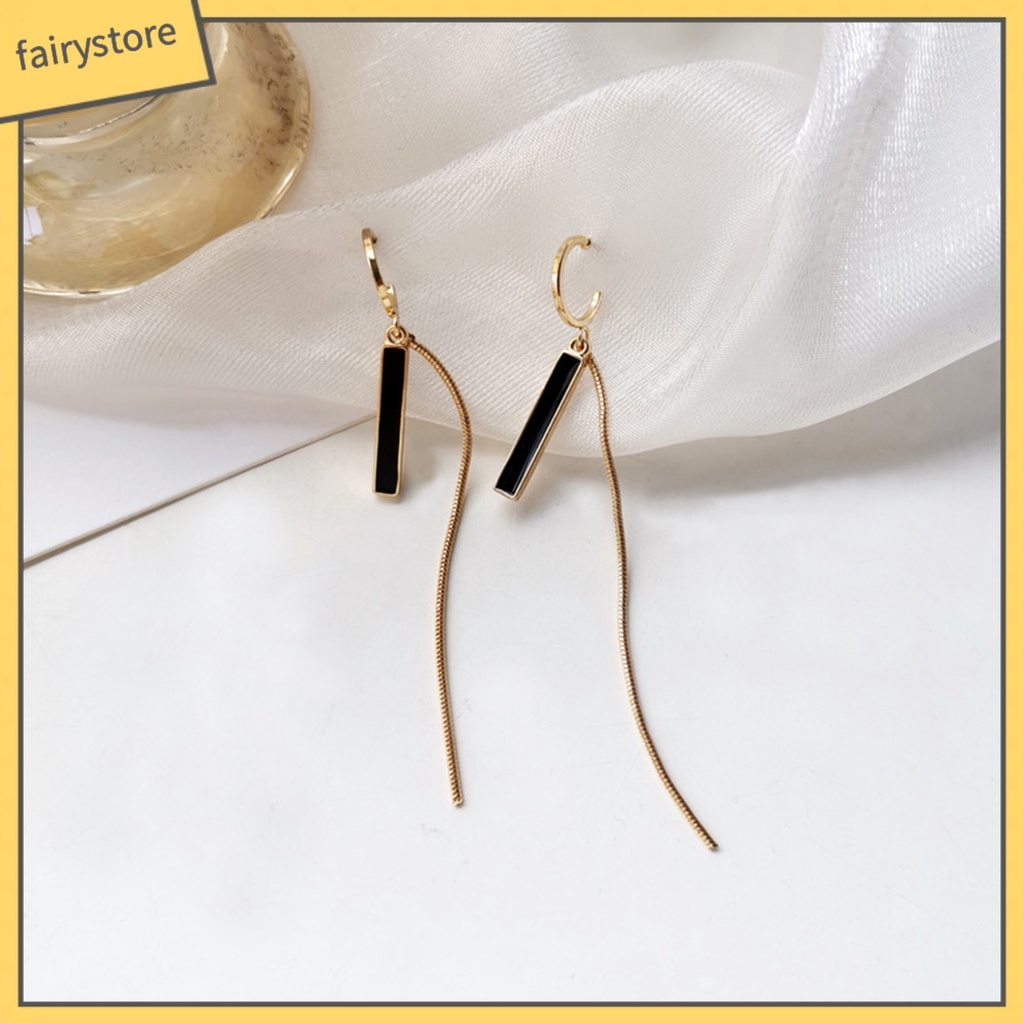 1 Cặp Bông Tai Dáng Dài Viền Lá Tua Rua Màu Sắc Tương Phản Cổ Điển Thời Trang Cho Nữ