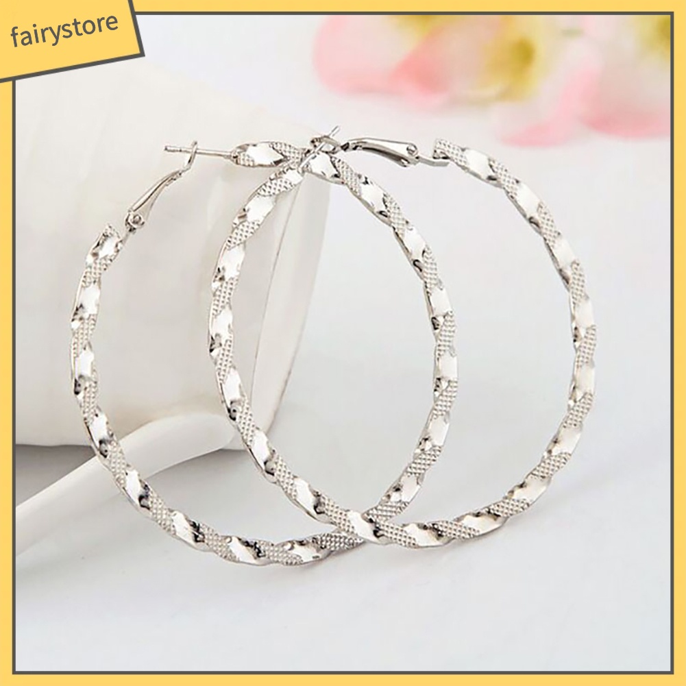 Khuyên Tai Vòng Tròn Lớn Xoắn Lớn Thời Trang Cho Nữ