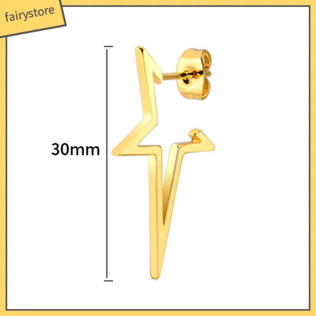 1 Đôi Bông Tai Hình Ngôi Sao Năm Cánh Bằng Hợp Kim Màu Trơn Phong Cách Hip hop Thời Trang Cho Nữ