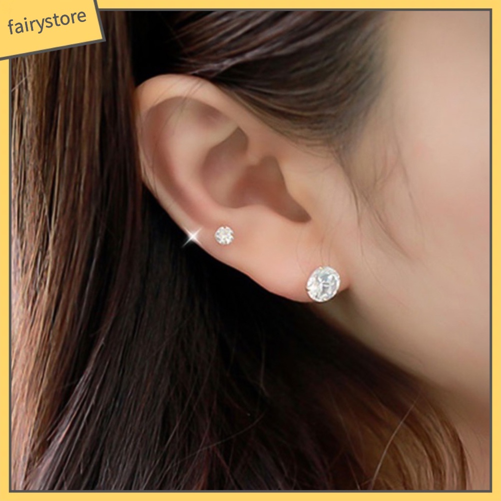 Bông Tai Tròn Đính Đá Lấp Lánh Thời Trang Dành Cho Nữ