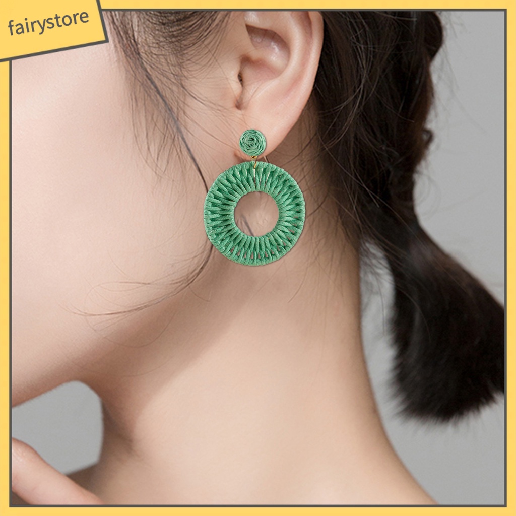 1 Đôi Bông Tai Tròn Màu Sắc Tươi Sáng Dành Cho Nữ