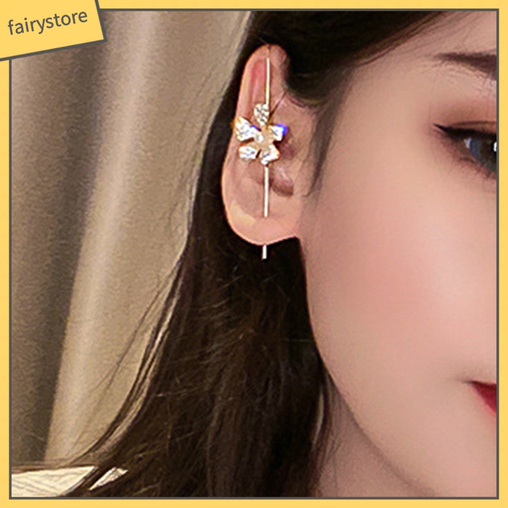 1 Khuyên Vành Tai Hình Hoa Bướm Đính Đá Thời Trang Dự Tiệc Cho Nữ