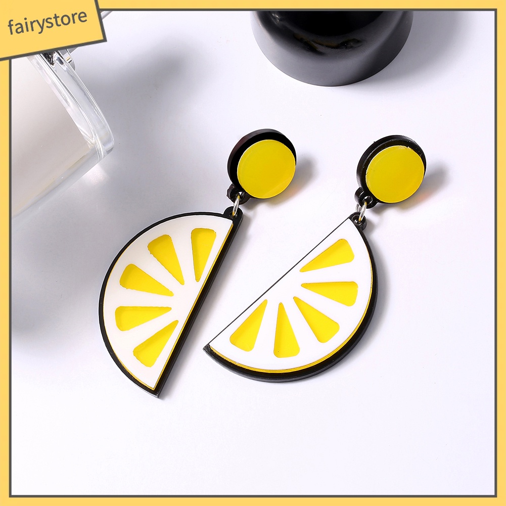 Khuyên Tai Acrylic Hình Lát Chanh Hoạt Hình Thời Trang Cho Nữ
