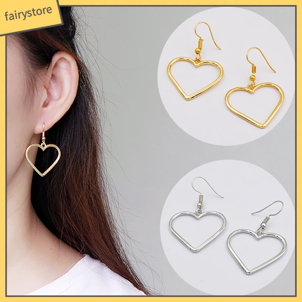 1 Đôi Bông Tai Hình Trái Tim Rỗng Thời Trang Dành Cho Nữ